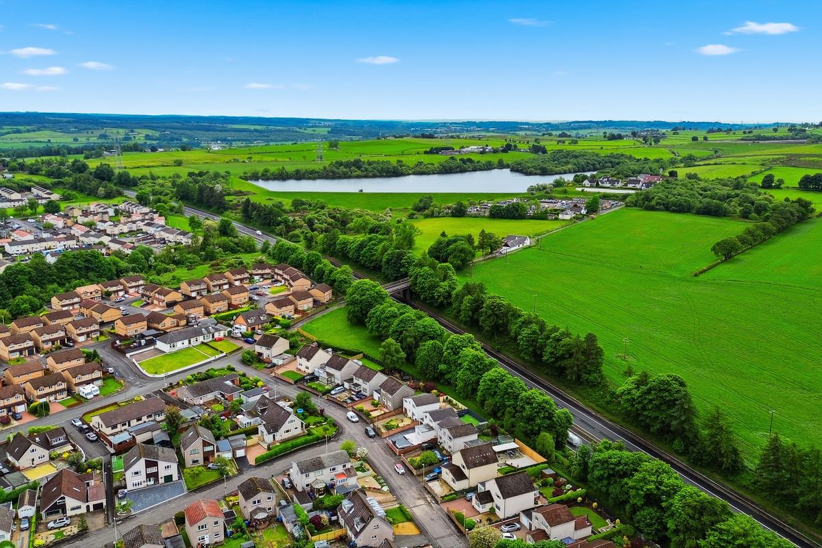 Aerial view over the town, Denny: property photography